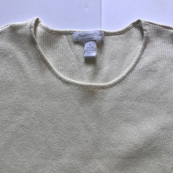 🛍 Charter Club Off White Ribbed Top - Picture 2 of 3